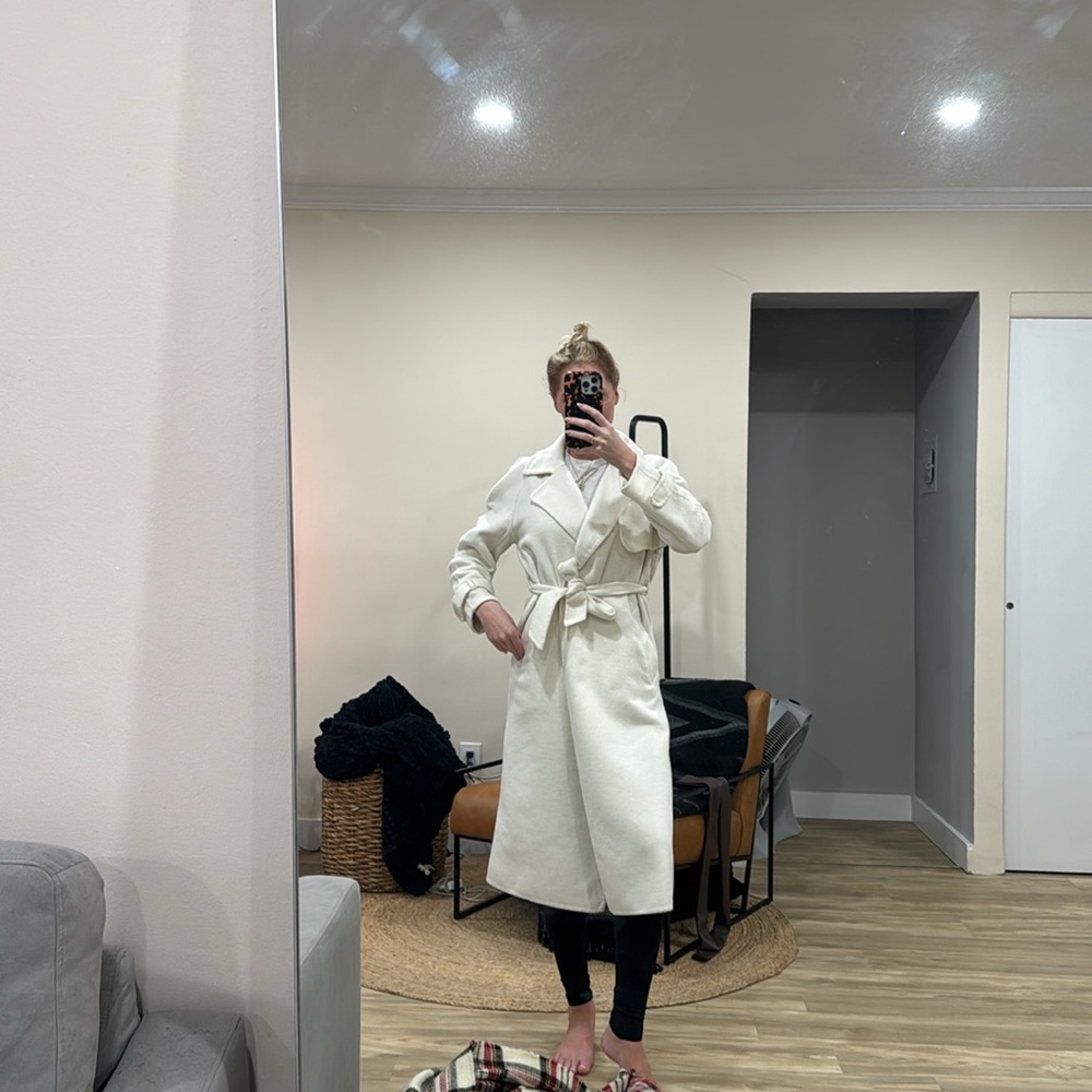 Dynamite long white trench coat